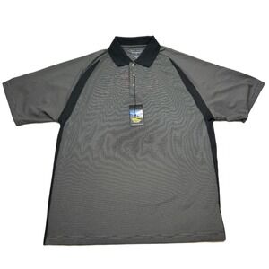 Pebble Beach Performance Polo Golf Shirt Mens Large Black Gray Wicking NEW